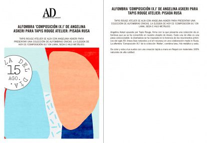 Composition X featured in AD Architectural Digest Spain 10th August 2018